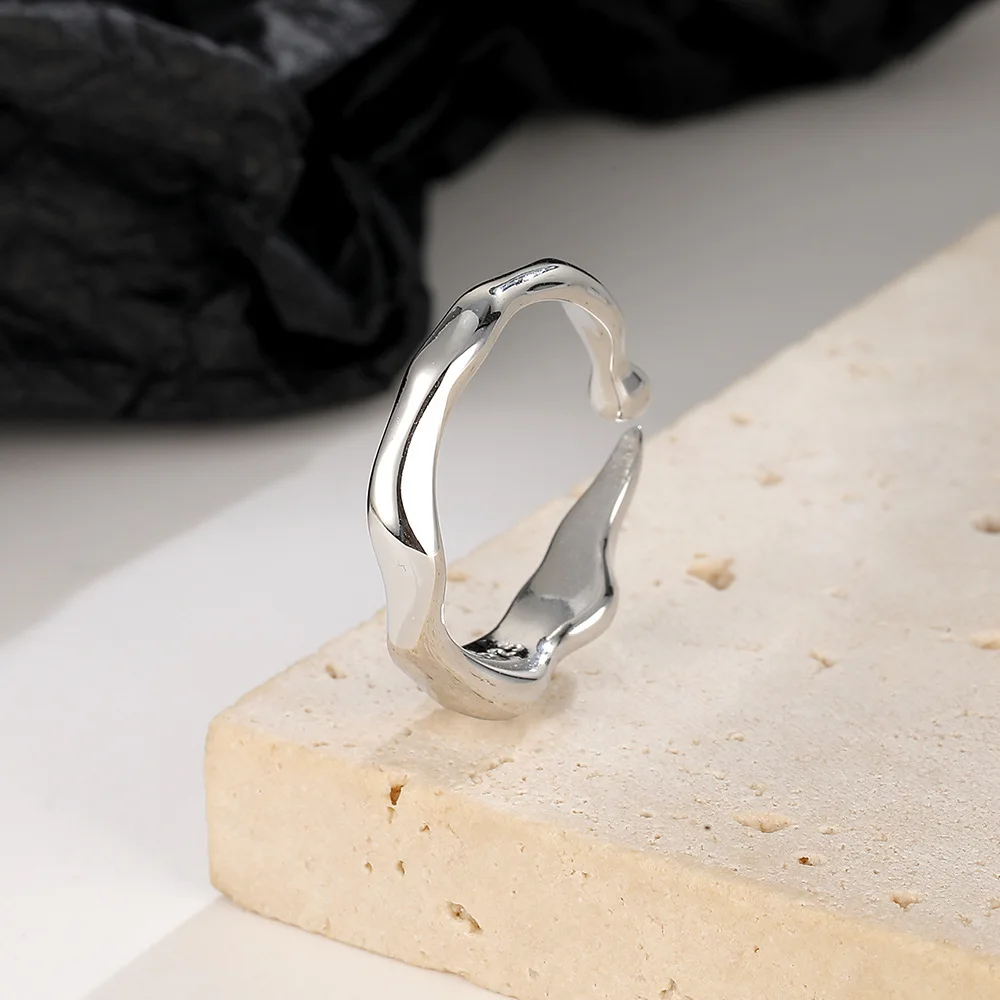 

Стильное простое волнистое кольцо из стерлингового серебра 925 пробы, подарок на день рождения, годовщину, идеально подходящее для повседневного ношения