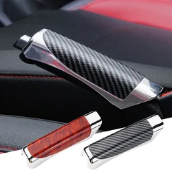 Universal Car Hand Brake Cover Carbon Fiber Wood Color Handbrake Guard Case Gear Shift Protector Decoration