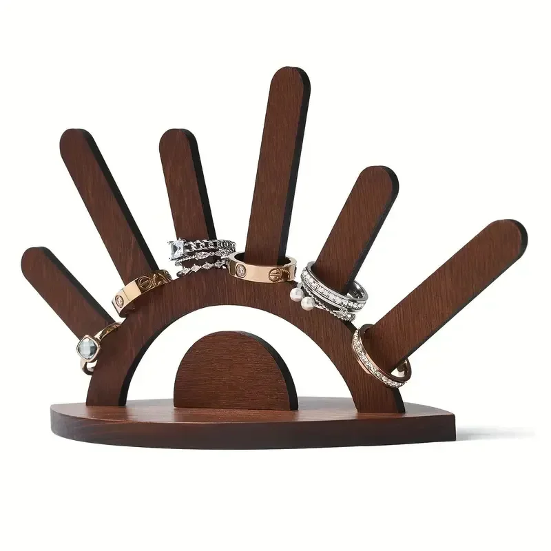 2026-1PCS Wooden Ring Holder for Evil Eye Rings, a Charming Display Stand for Rings And Jewelry, Oval Wooden Jewelry Storage Box