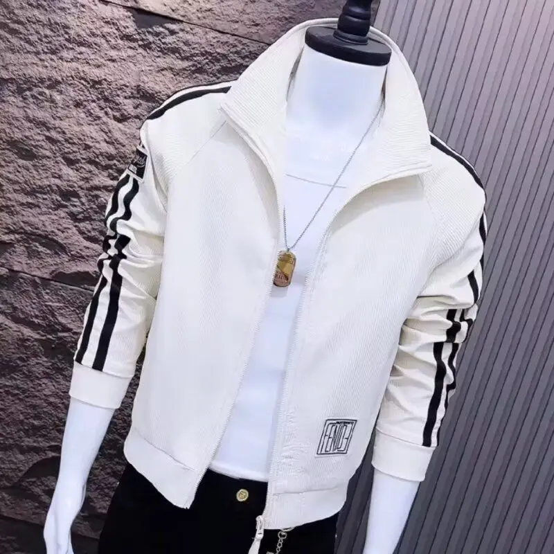 

Spring Autumn Ruffian Handsome Jacket Striped Men's High Street Trendy Brand Japanese Harajuku Style Korean Trendy Loose Jacket