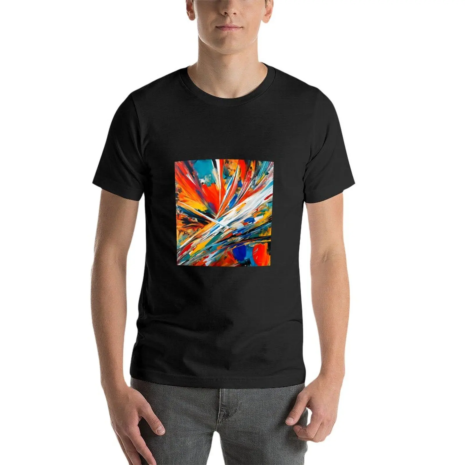 Kaus lukisan abstrak Expressionist T-Shirt keringat oversizeds kaus lucu untuk pria