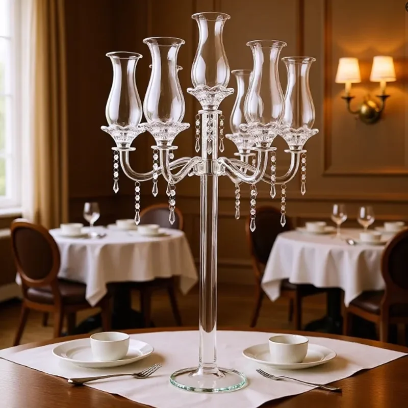 Elegant Crystal Candle Holder Stand for Wedding Table Centerpiece European Style Home Decor Ornament Romantic Party