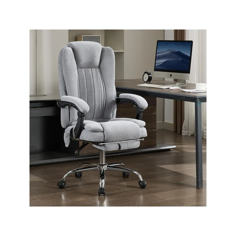 Massage Office Chair with Heat and 6 Vibration Points，Executive Office Chair with Foot Rest and Padded Armrests