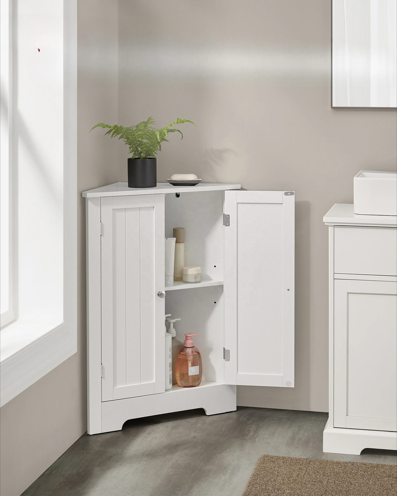 MDF bathroom corner cabinet Wooden Storage Organizer  Bathroom Cabinet With 1 Door