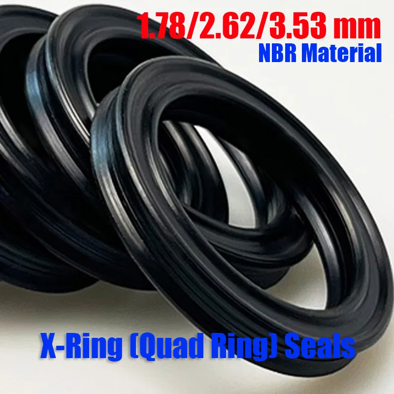 

X-Ring Quad Seal 1.78/2.62mm Cord ID 5-500mm - NBR Four-Lip Zero-Leakage for Hydraulic/Pneumatic (AS568 Standard)