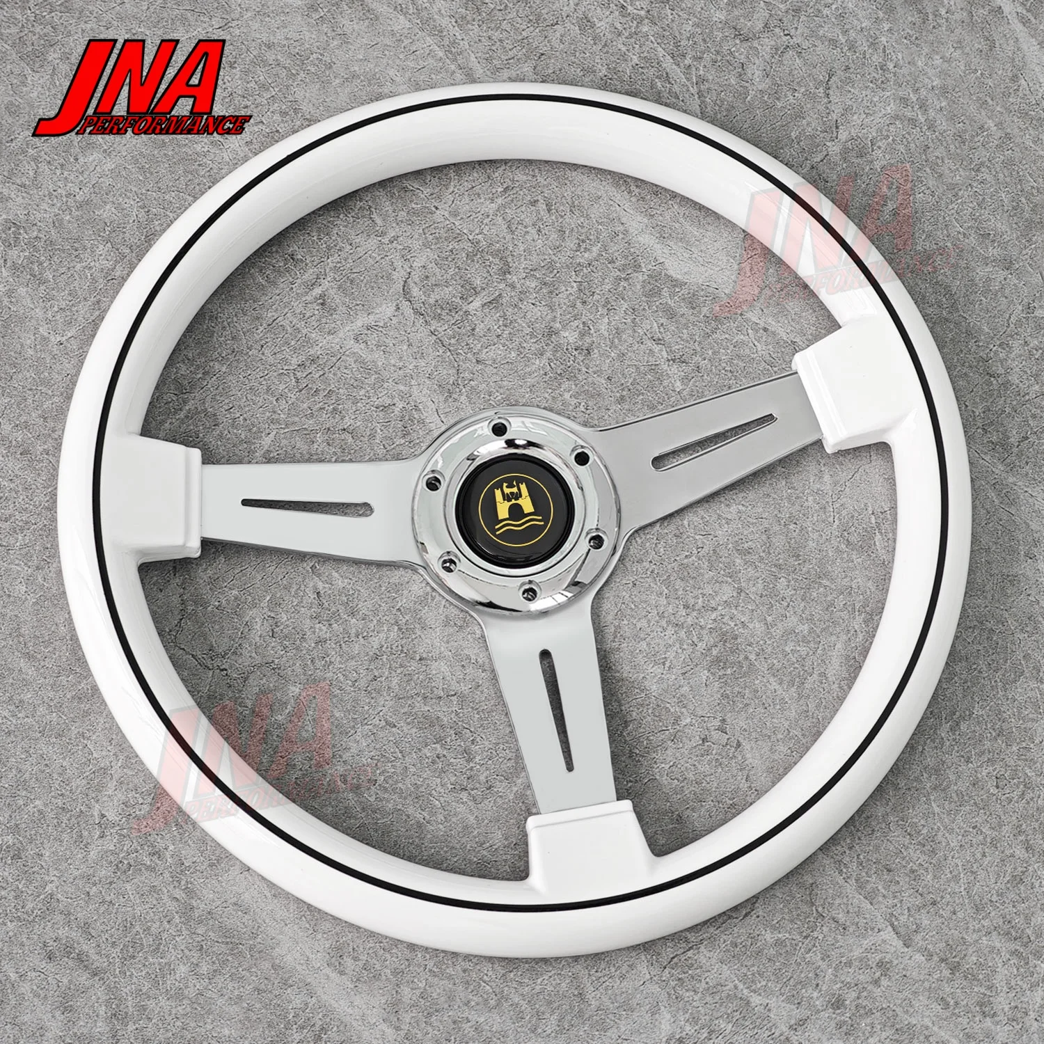 طبق مسطح خمر الأبيض ABS عجلة القيادة العالمي سيارة رياضية ضبط عجلة القيادة PC-ST06