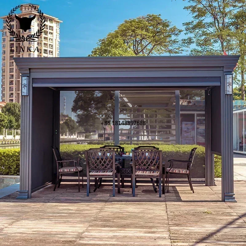 Outdoor Modern Automatic Gazebo Arbours Outdoor Aluminium Pergola For Sun Blinds Louvered Pergola