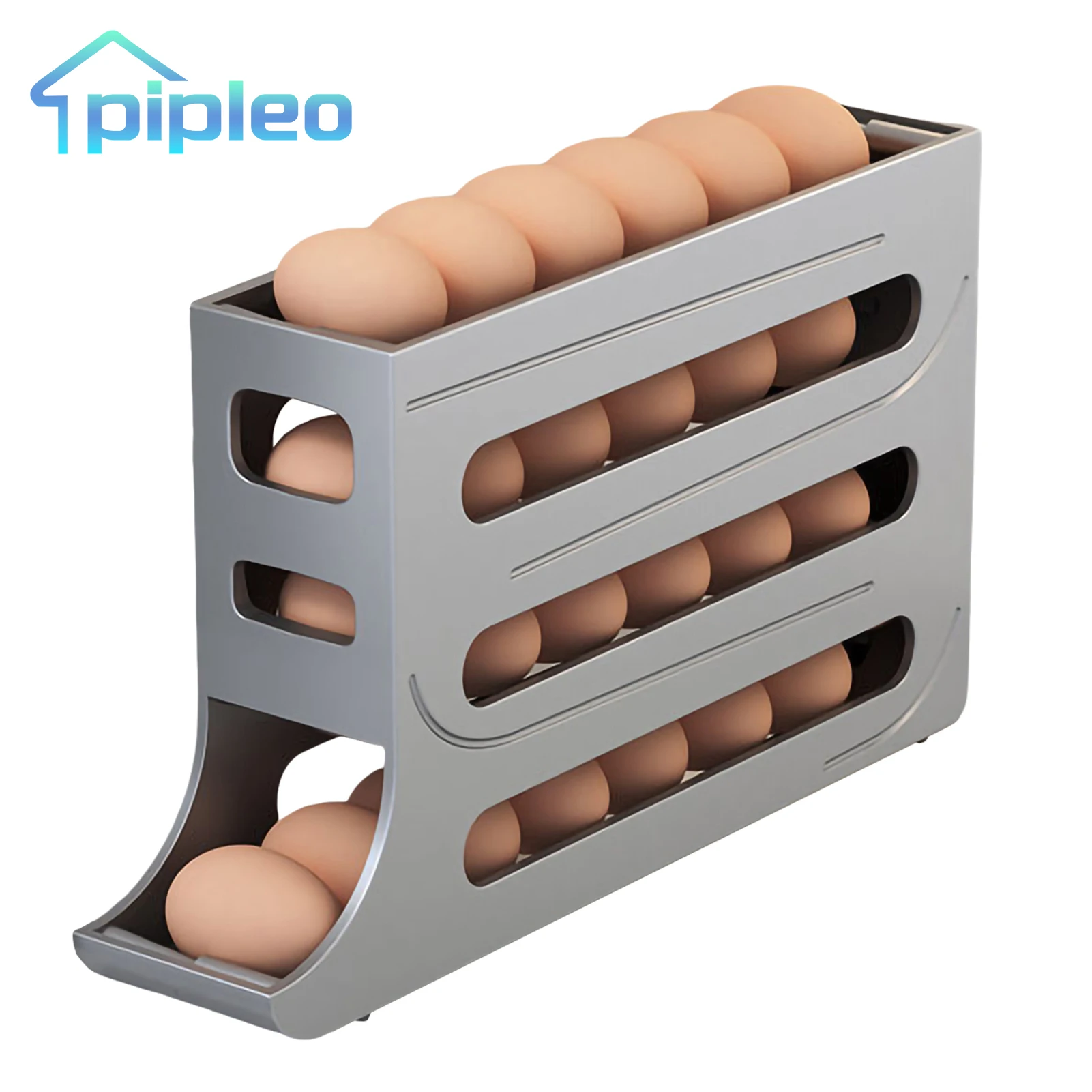 Egg Refrigerator Storage Box Automatic Scrolling Egg Rack Holder Fridge Organizer Large Capacity Eggs Storage Organization Stand