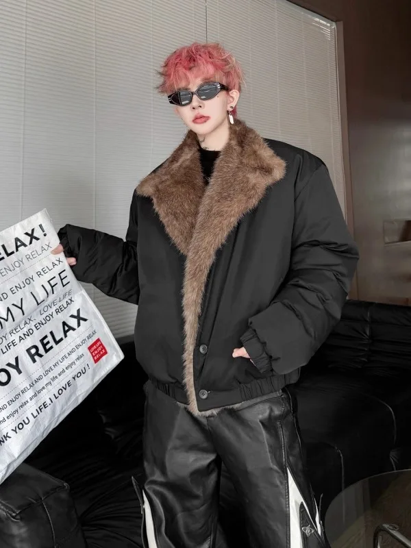 

Зимняя хлопковая куртка TANGZ STUDIO с меховым воротником и интегрированным бархатом, утепленная, модная, теплая, с длинными рукавами, для мужчин и женщин