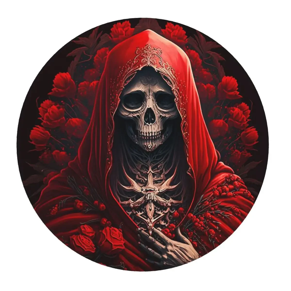 Santa Muerte Saint Death Goth Mexican Muertos Skull Round Mouse Pad Computer Keyboard Mouse Mat Gamer Laptop Desk Mat