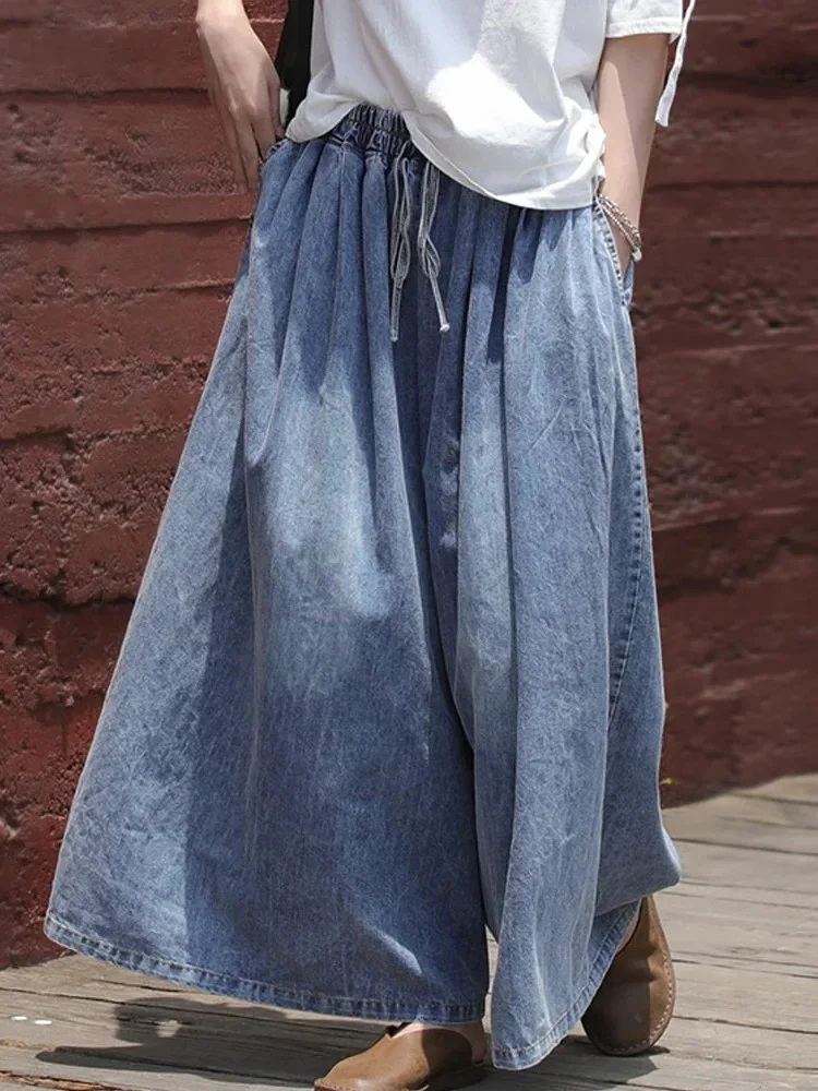 Amax luluE 2024 Korean Fall Fashion Womens Loose Denim Wide Pants Ladies Casual Oversized Jeans Luxury Classic Vintage Trousers