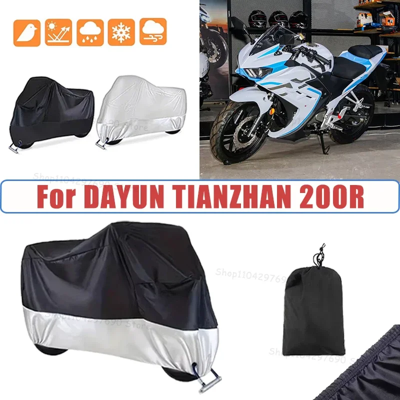 210D Oxford Motorcycle Cover Waterproof All Season UV Protection For DAYUN TIANZHAN 200R Anti-Tear Windproof Motorbike Cover