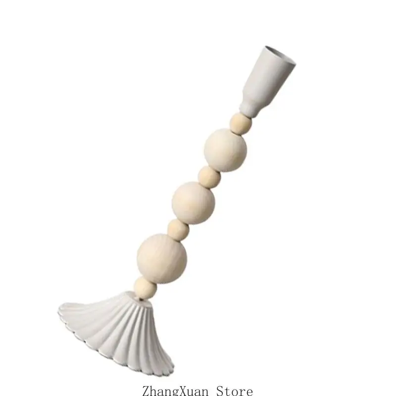 Elegant Tapered Holder with Wooden Beads Designs Metal Candlestick Candelabra for Home Table Centerpieces Decors