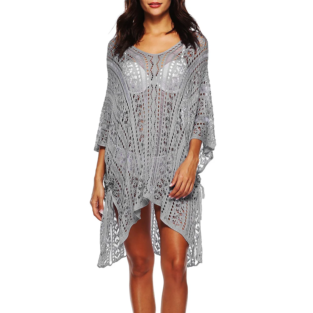 Women's Smock Summer Skinny Fit Elegant Hook Flower Hollow Long Sleeve Round-Neck Vacation Smock