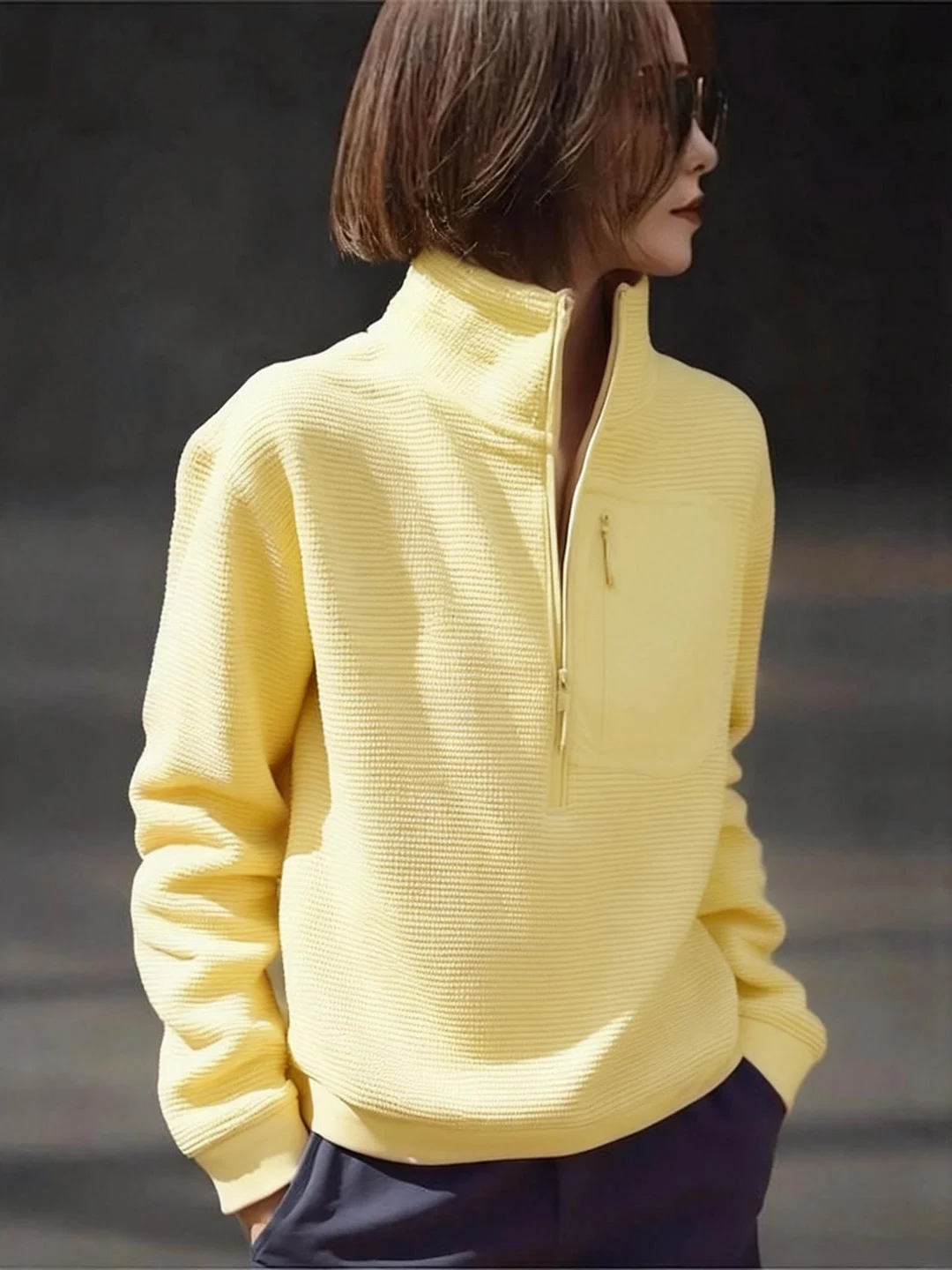 

Женская толстовка Laid-ba Sle свободного кроя с длинными рукавами и молнией, новая модель весна 2026, повседневный комфортный топ