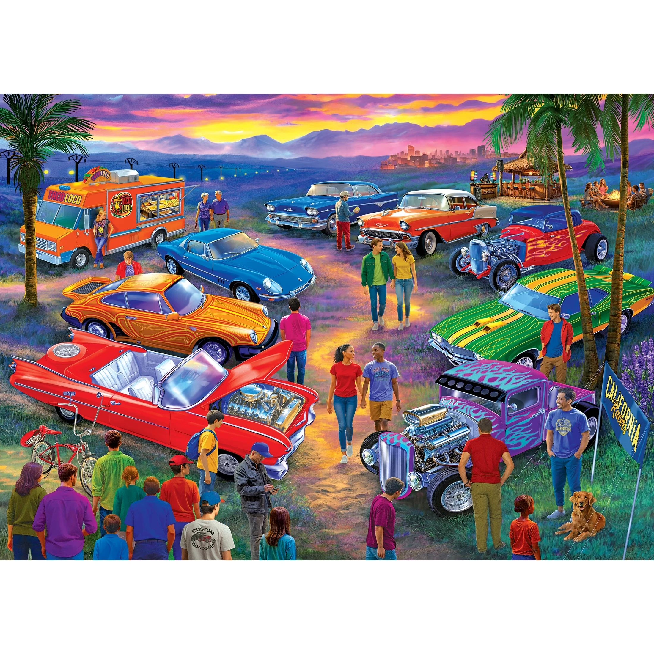 1000 Pcs Puzzles for Adults California Car Show Jigsaw Puzzles Educational Games Colorful Puzzles Gifts Home Decor