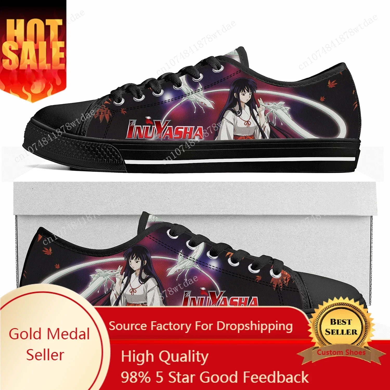 Kikyo Low Top Sneakers Womens Mens Teenager Inuyasha High Quality Canvas Sneaker Casual Anime Cartoon Comics Customize Shoes