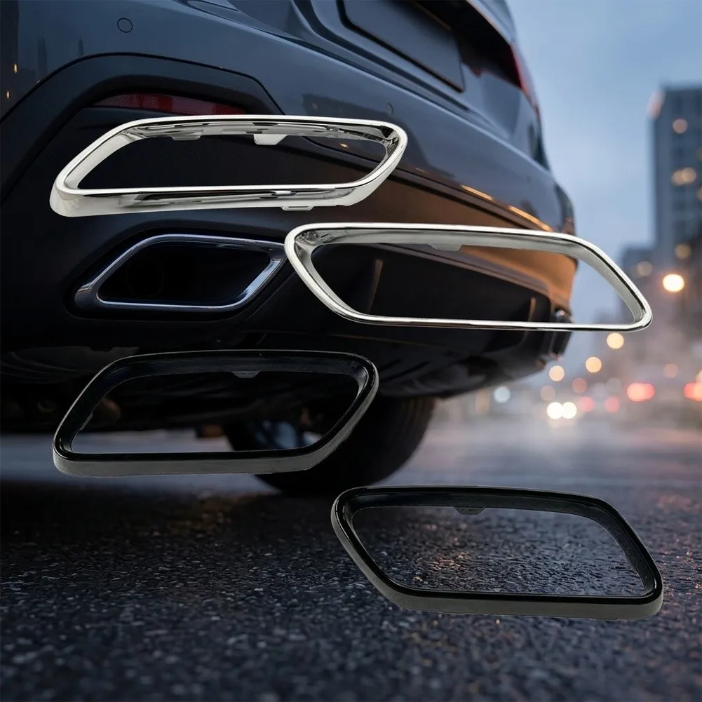 Rear Bumper For Exhaust Tailpipe Trim Cover For Mercedes C Class W206 S206 Frame Muffler Tip Protector