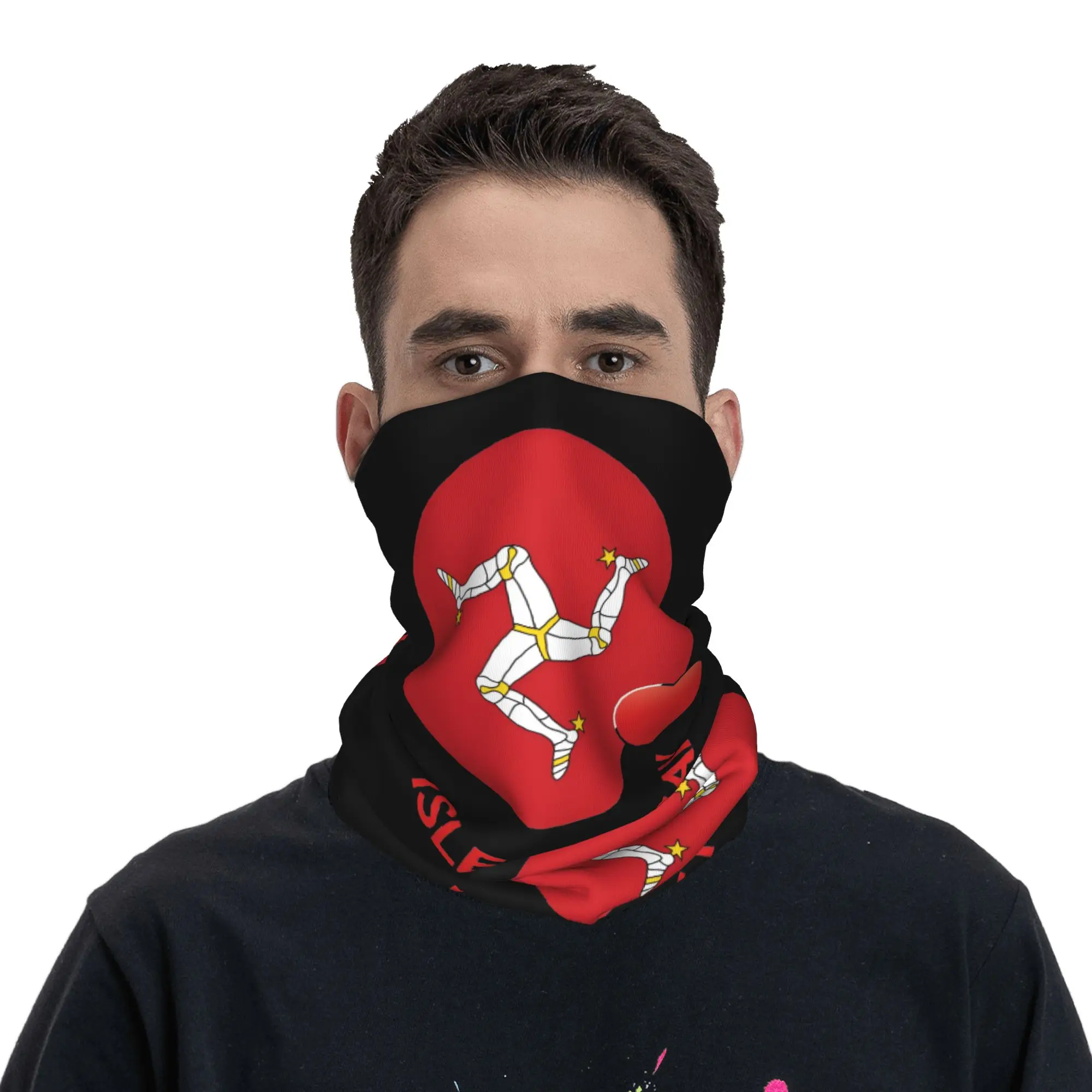 

Custom Isle of Man TT Neck Gaiter Women Men Windproof Winter Motorcycle Races Bandana Scarf for Cycling