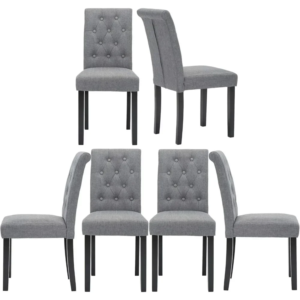 Chairs Upholstered Fabric Dining Chairs with Button-Tufted Details