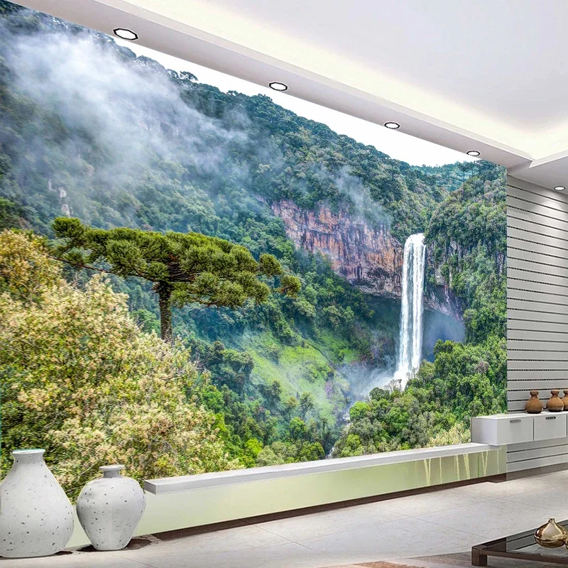 

Custom 3D Mural Natural Scenery Forest And Waterfall Photo Wallpaper For Bedroom Walls Home Improvement Non-woven Wall Paper