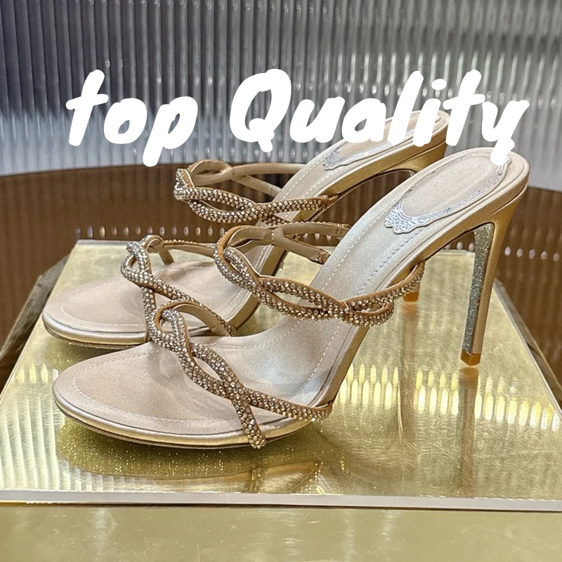 

2025 New High Heels Sandals Sandals Stiletto Sandals Diamond inlay Banquet Dance Party BRIDAL SHOES leather material