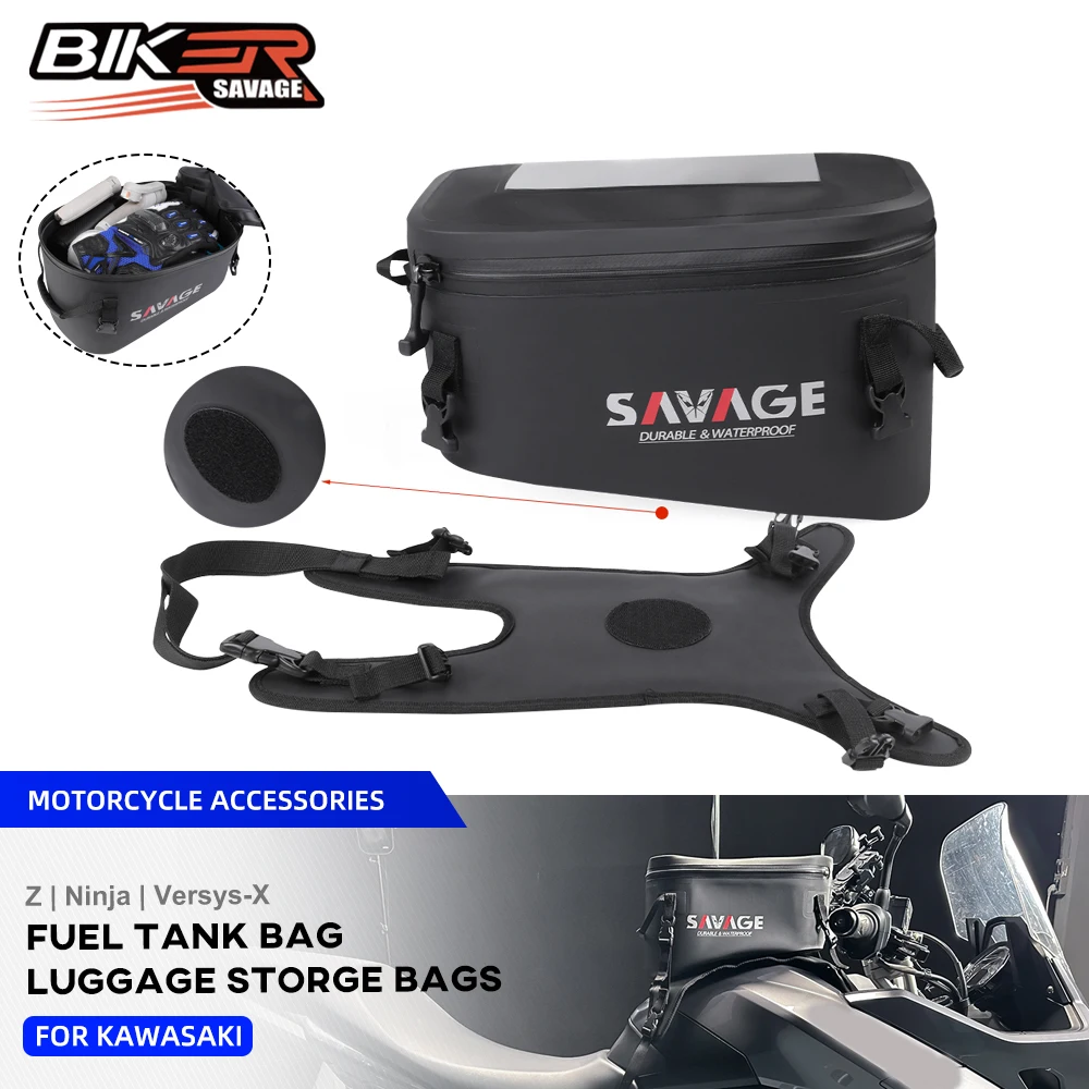 

For Kawasaki Z750 Z800 Z900RS Tank Bag Luggage Z1000 Versys 650 1000 ZX6R ZX10R H2 SX Tanklock Racing Backpack Carrier Handbag
