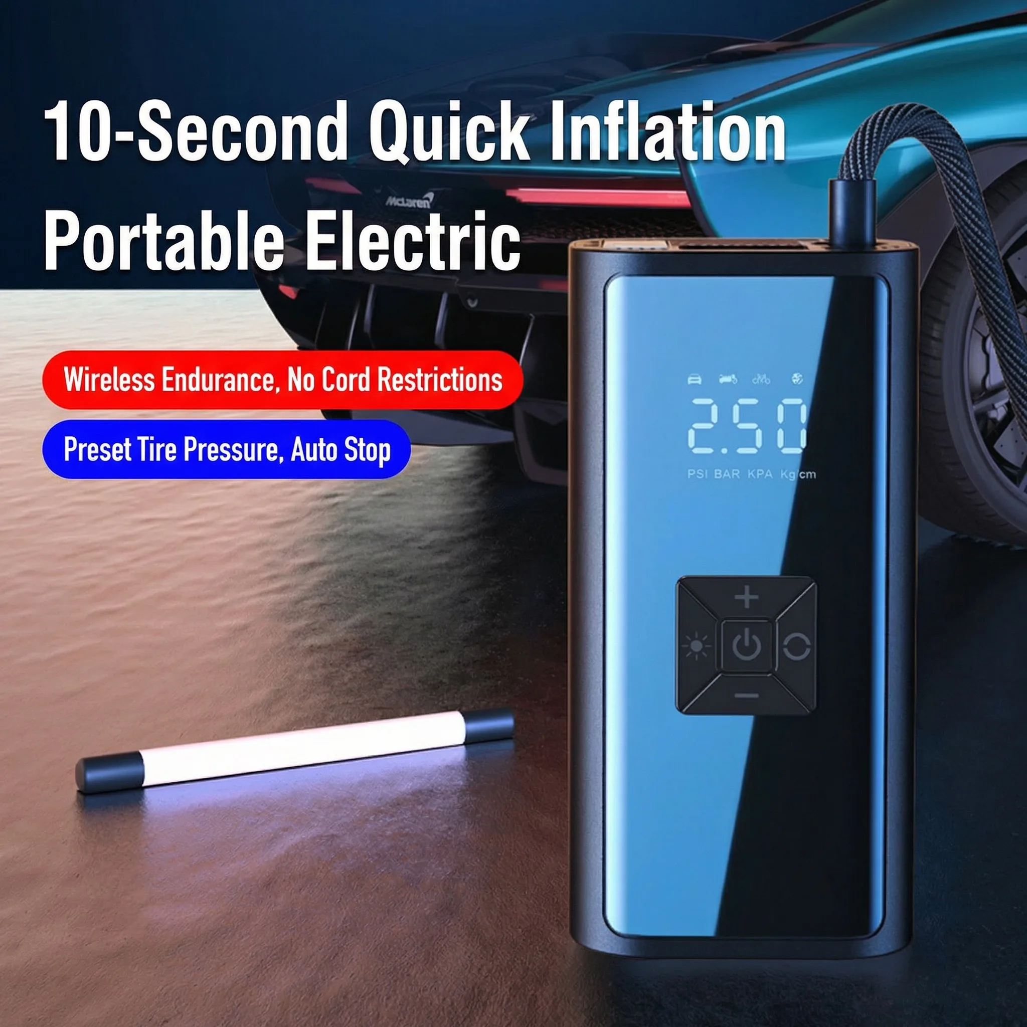 

Car Inflator Pump Car Inflator Pump Digital Display Multi functional Portable Tire Inflator Bucket Tire Inflator Pump, Suitable