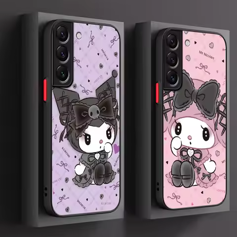 Matte Case for Samsung Galaxy S24 S23 S22 Ultra S20 FE S21 Plus S10 Lite S9 S8 Black Shell Phone Cover Anime Kuromi My Melody