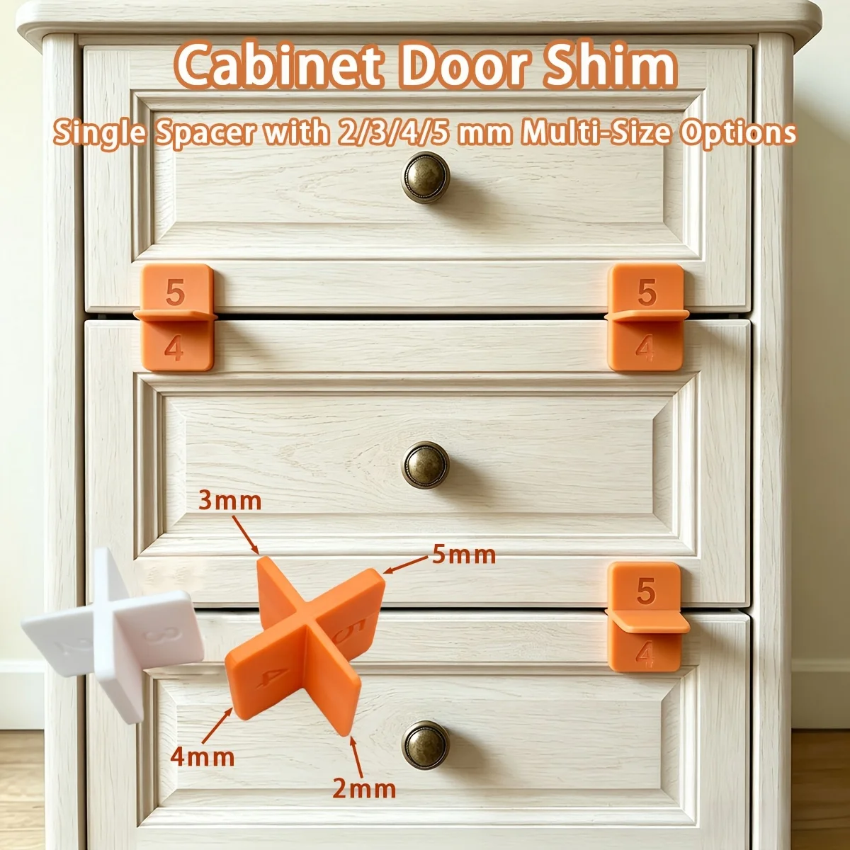 2pcs/4pcs 4-in-1 Drawer Spacer Set, Each Spacer Includes 2/3/4/5mm Shims,Cabinet Door Spacers, Drawer Seals, Cabinet Door Seals