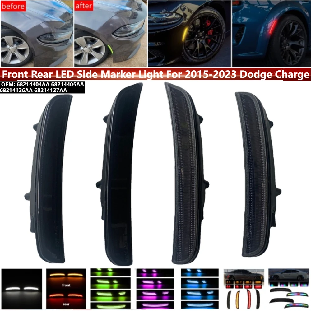

4Pcs/set Front Rear Bumper LED Side Marker Lights Fender Lamp for Dodge Charger 2015-2023 7 Types