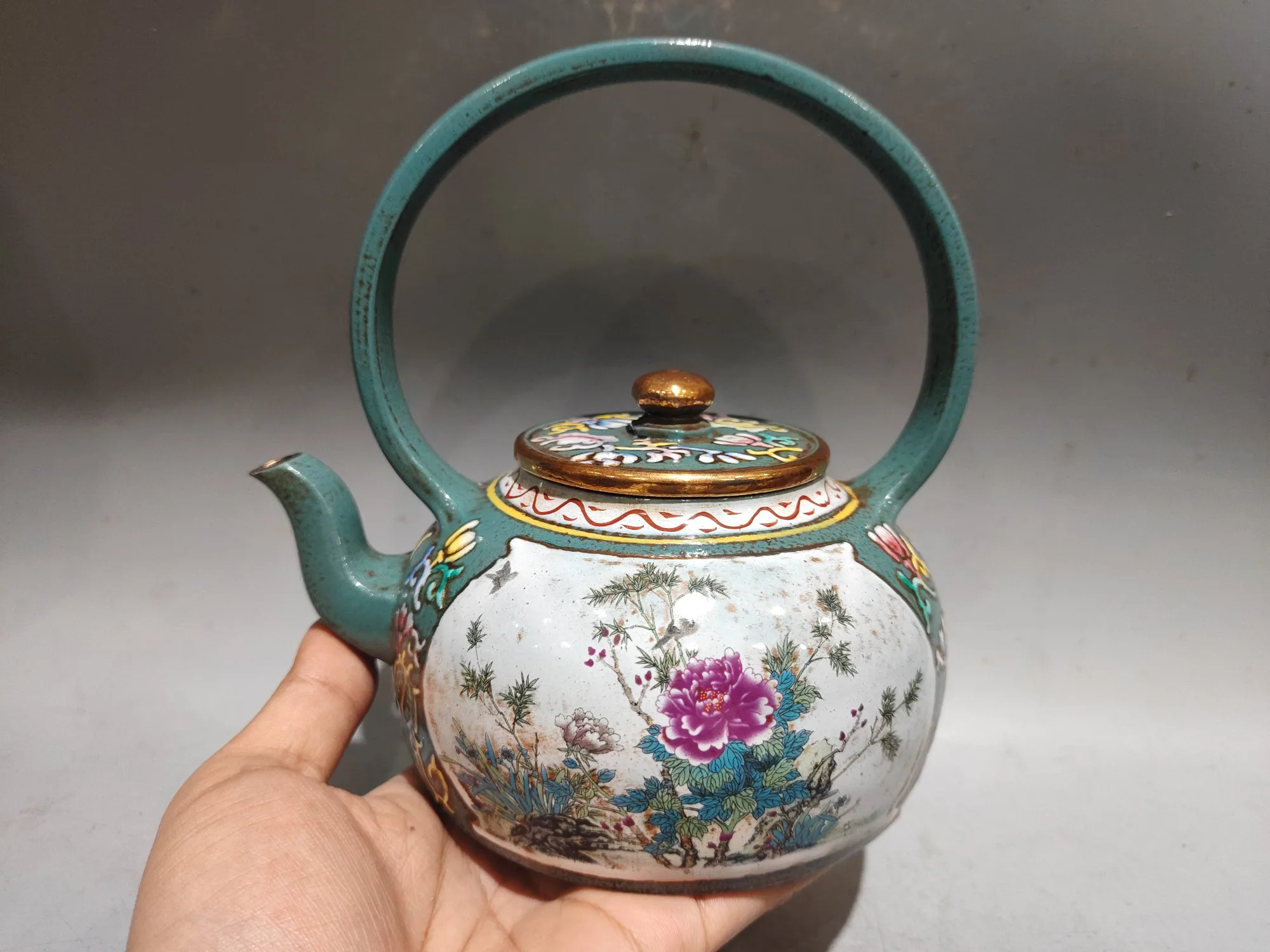 Purple Clay Teapot Raw ore red mud Painted handle pot Flower patterned teapotTeapot Flagon  Tea Ceremony Sample Tea