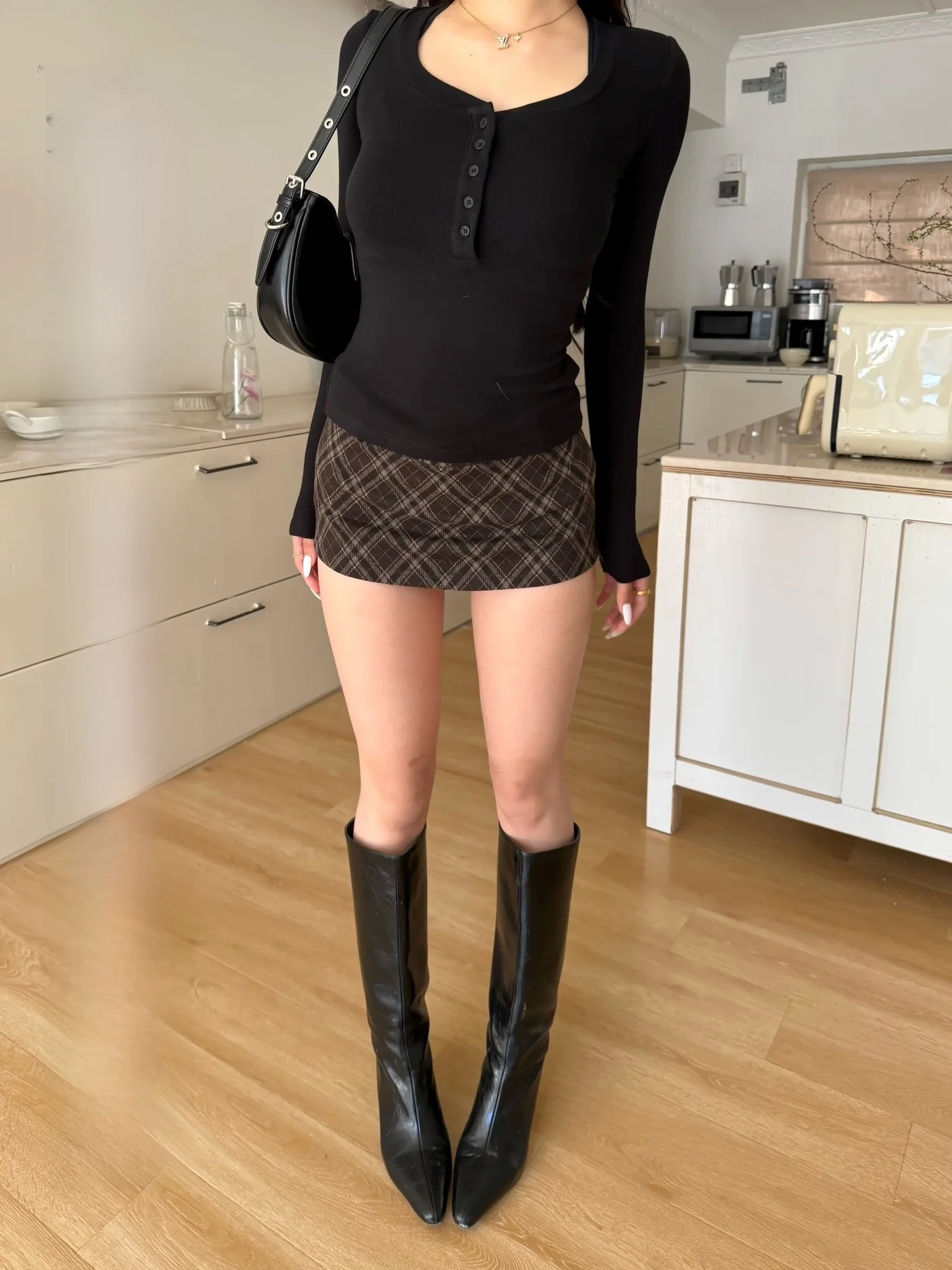 

Low Waist Plaid Fleece Women's Skirt Anti-Light Casual Style A-Line Skirt Polyester Cotton Spandex Blend Spring Summer