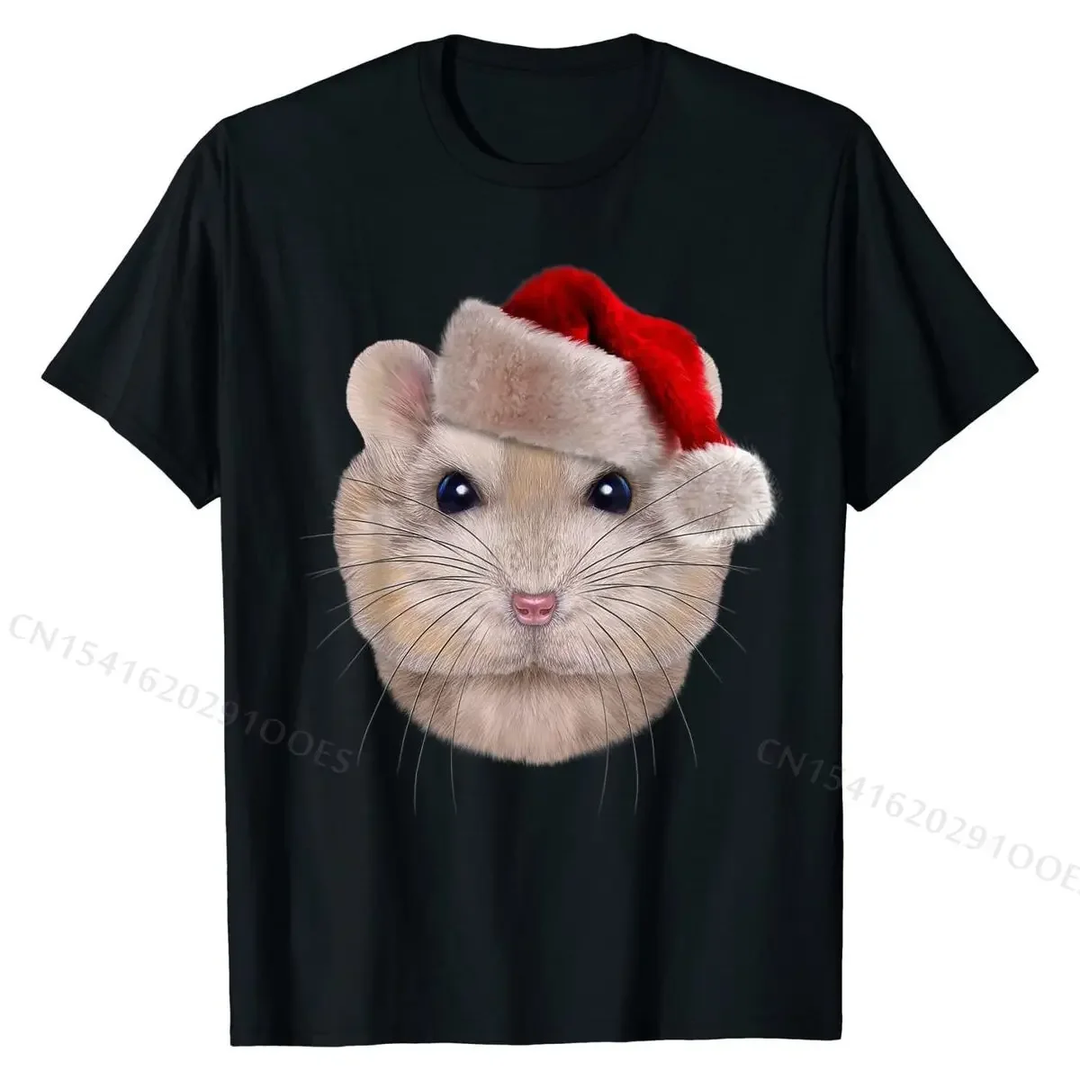 Pudding Dwarf Hamster in Christmas, Santa Hat - T-Shirt Cotton Youth Tshirts Fashionable T Shirt Coupons Printed On