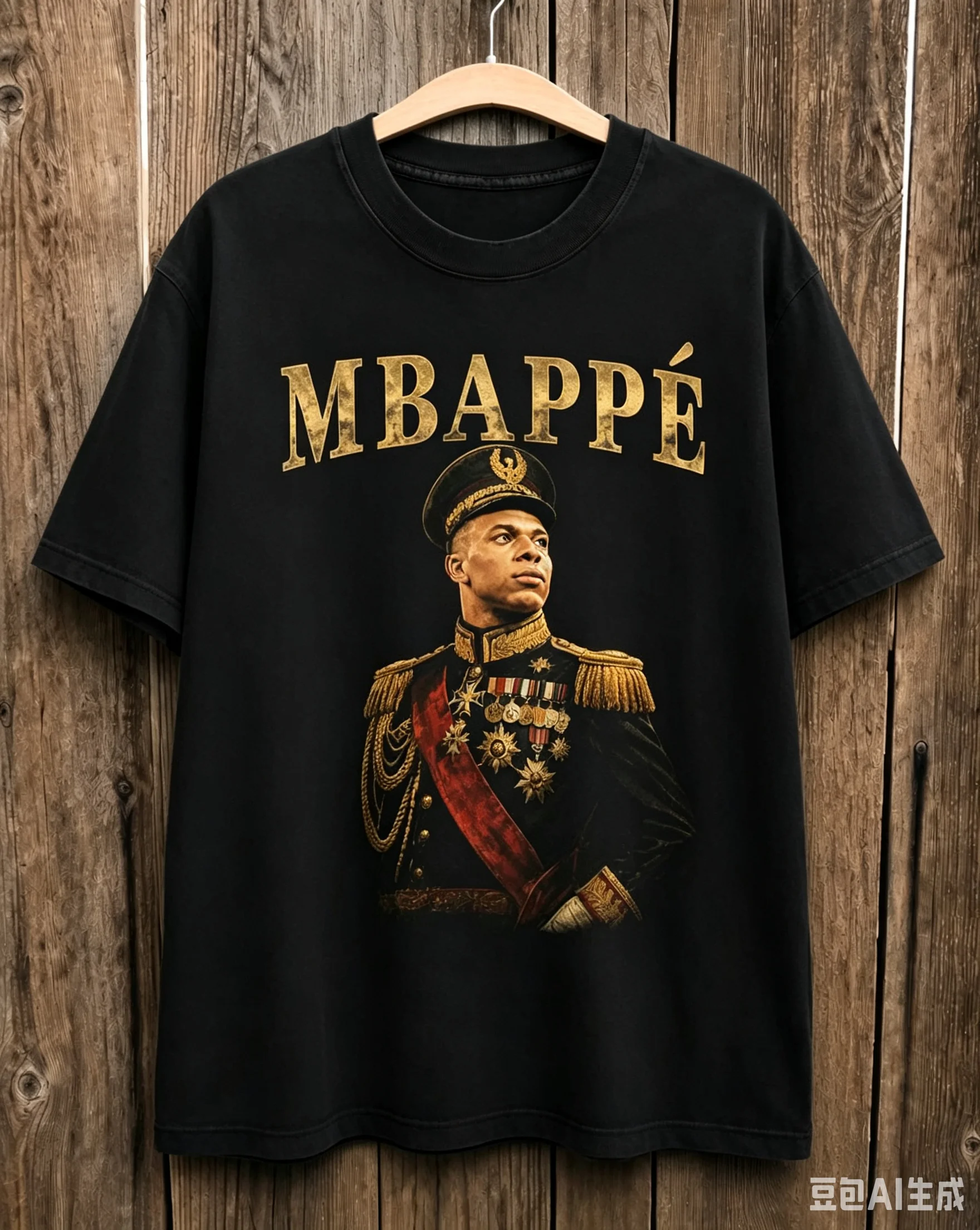 Kylian Mbappé President Of Football Retro Royal Military Graphic T-Shirt Oversized Cotton Soccer Fan Tee