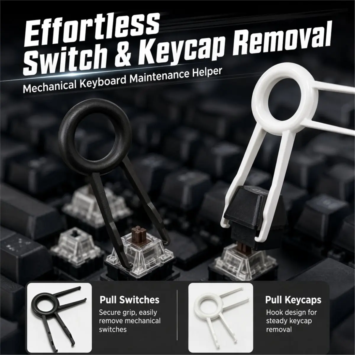 2 in 1 Keyboard Keycaps Switch Puller Opener Universal Keycap Shaft Remover Button Extractor Keyboards Accessories Kit