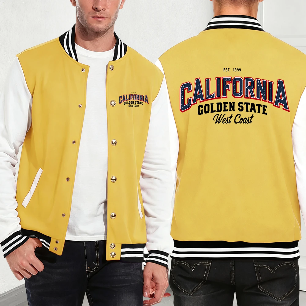 

Хлопковая бейсбольная майка с принтом California Golden State, мужские зимние термопальто, повседневные куртки с карманами, спортивная мужская уличная одежда