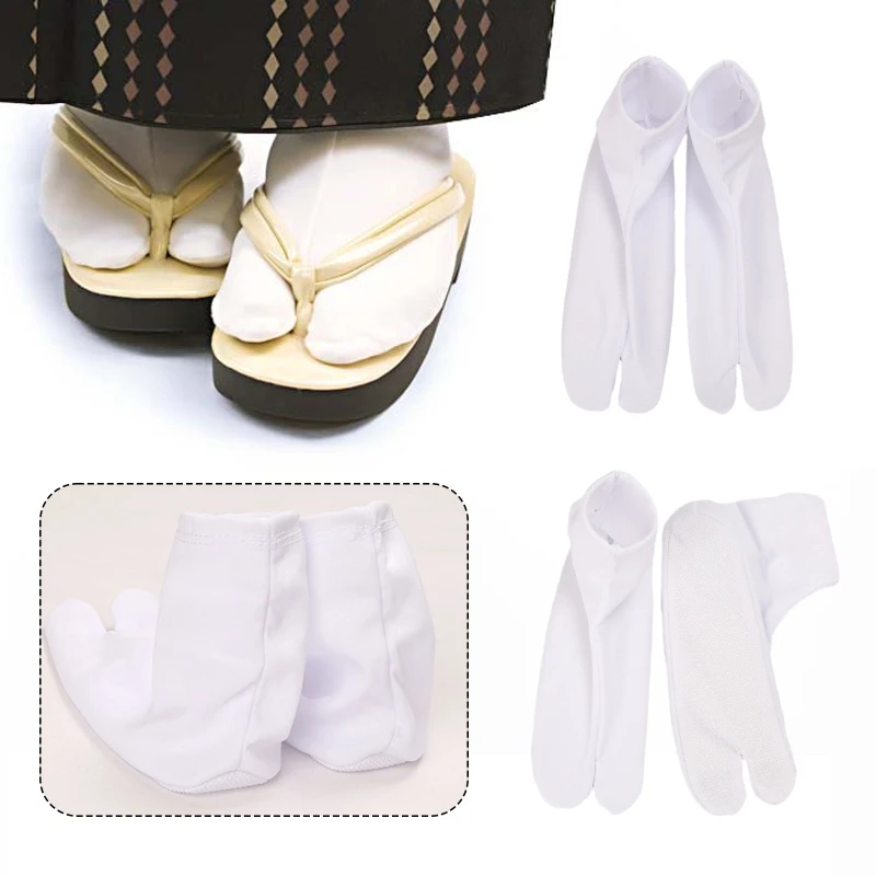 Chaussettes de Cosplay Japonaises Blanches pour Kimono, Accessoires Astronomiques artificiel astiques à Deux Doigts, Sac de Pieds, Tabi Parker