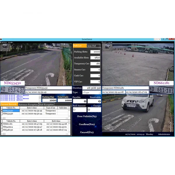 نظام كاميرا ALPR ANPR LPR مع بوابة حاجز وقوف السيارات