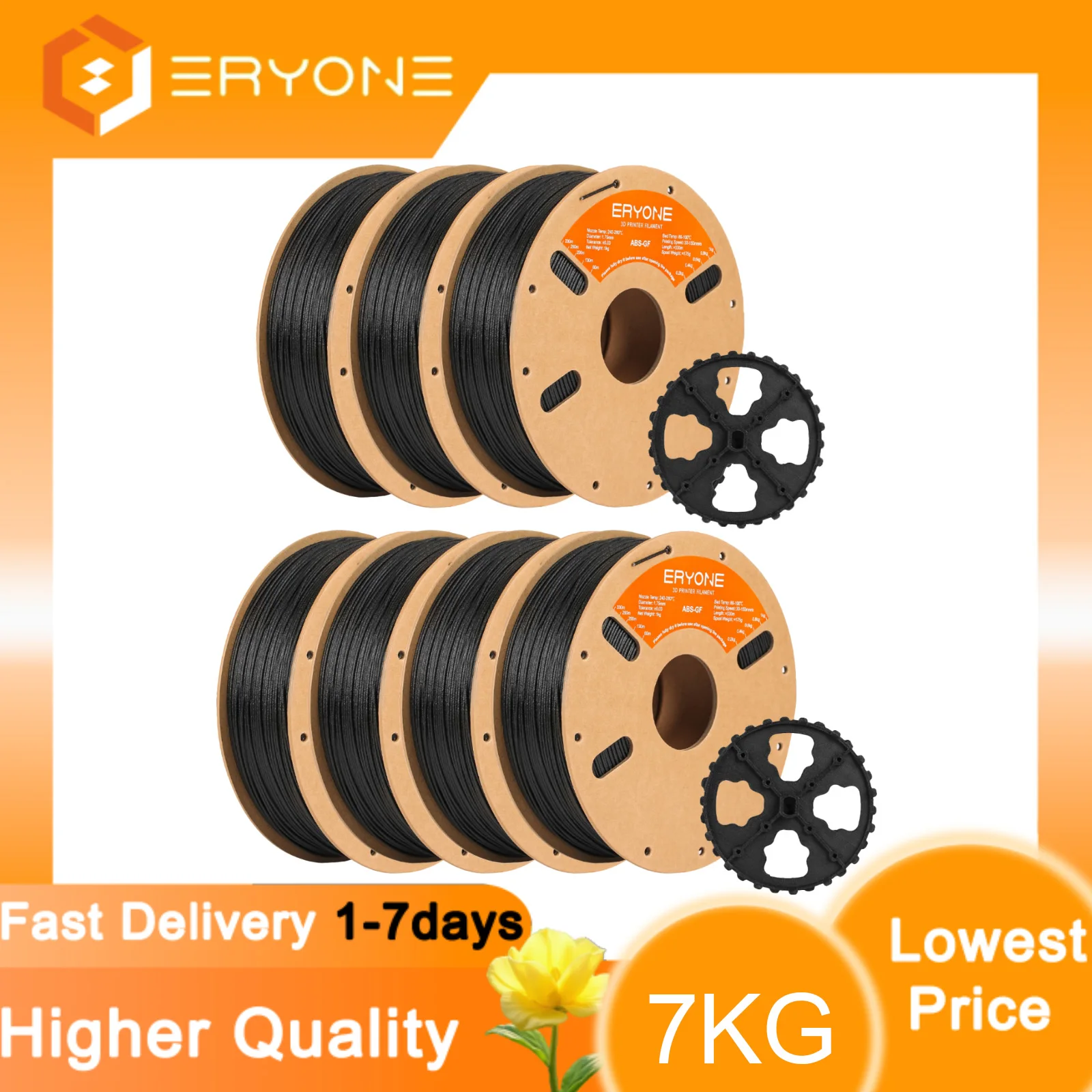 ERYONE Glass Fiber ABS Filament 1.75mm +/- 0.03mm, 3D Printing Filament ABS GF 1kg/3kg/7kg