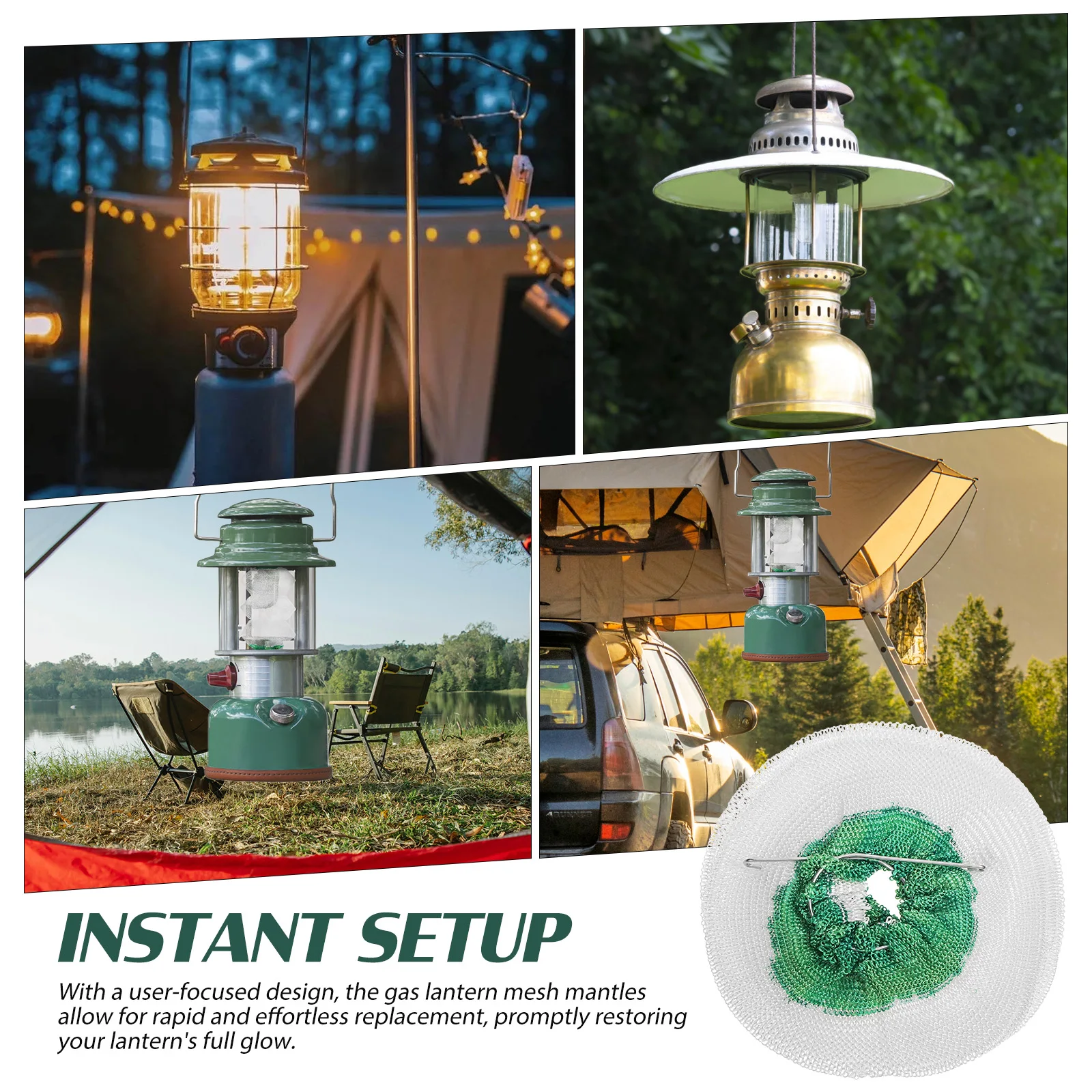 

6pcs Gas Lantern Mantles Mesh Lamp Mantles Replacement For Camping Propane Light Accordion Shaped Durable High Temp