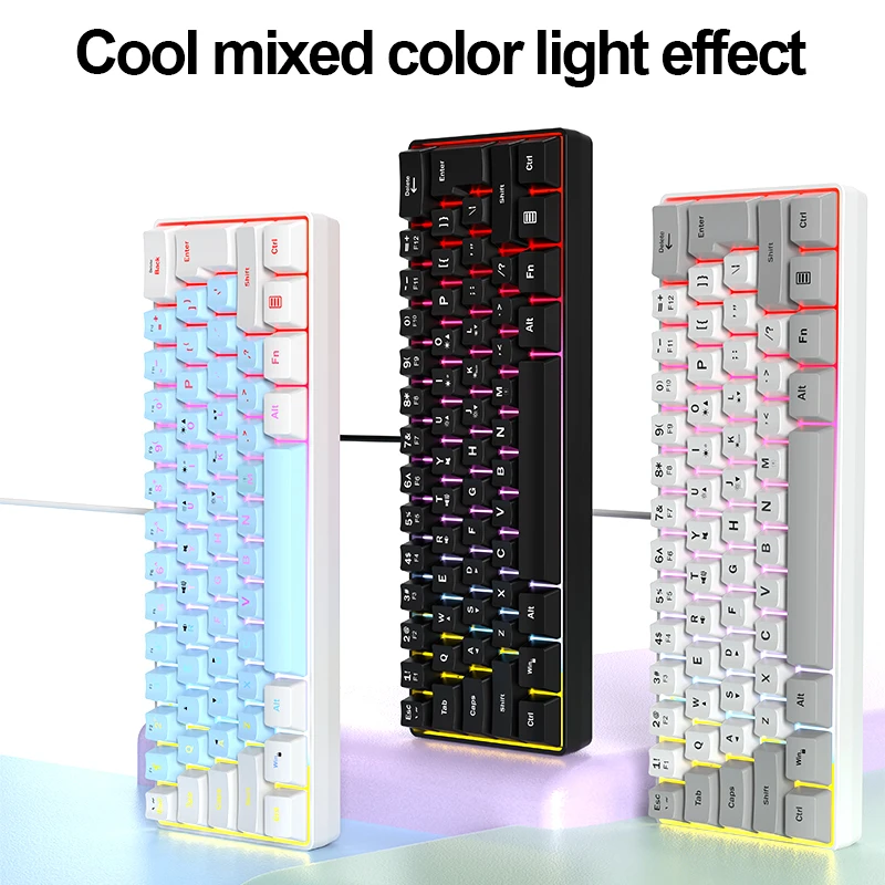 

68Keyboard Gaming Keyboard USB Wired Portable 20RGB Backlight USB Keyboard for Windows Laptops Computer Backlit Hot Swappable