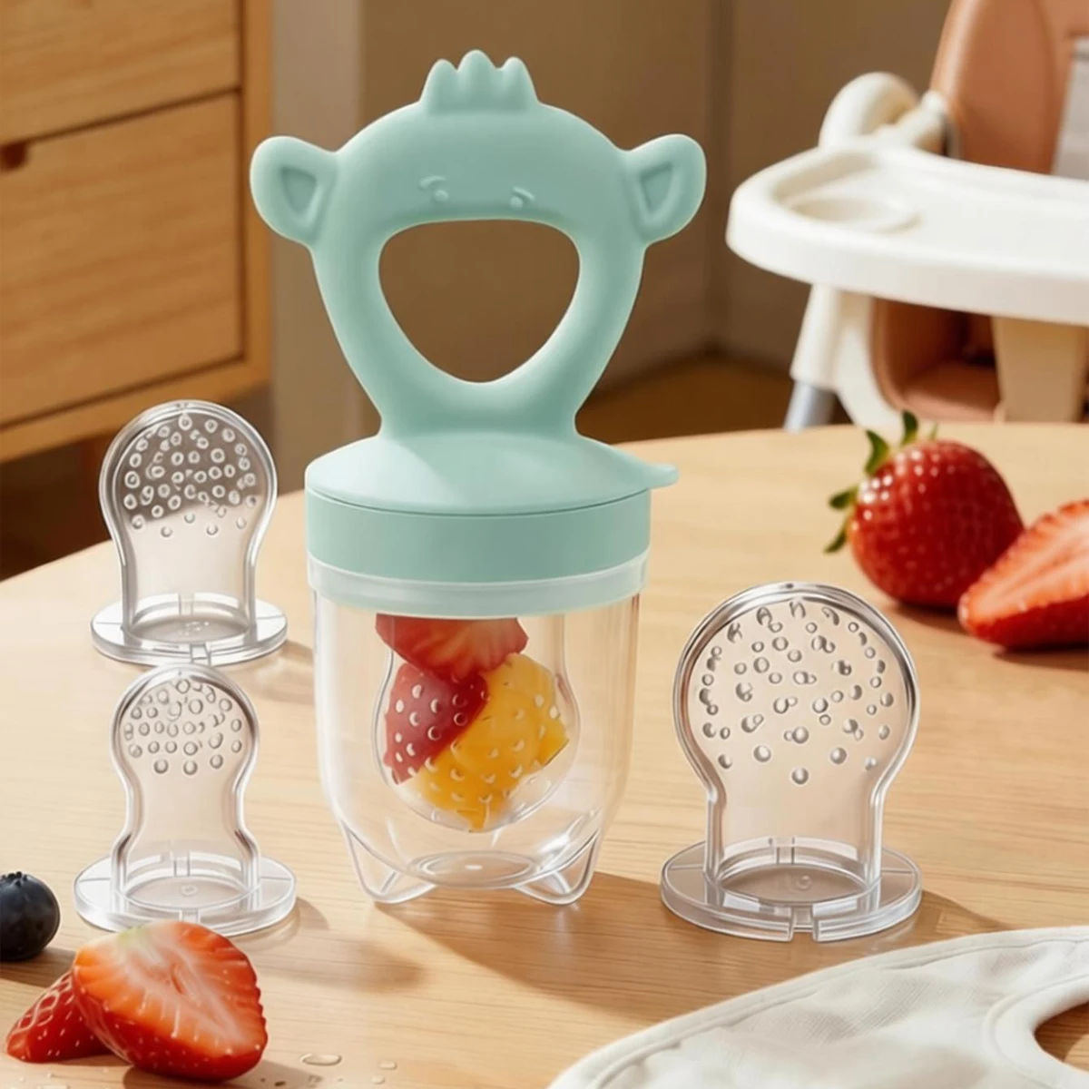 

TYRY.HU Набор из 4 силиконовых прорезывателей-поильников для фруктов и овощей для младенцев и малышей 6-36 месяцев, пищевой силикон, для прорезывания зубов и кормления