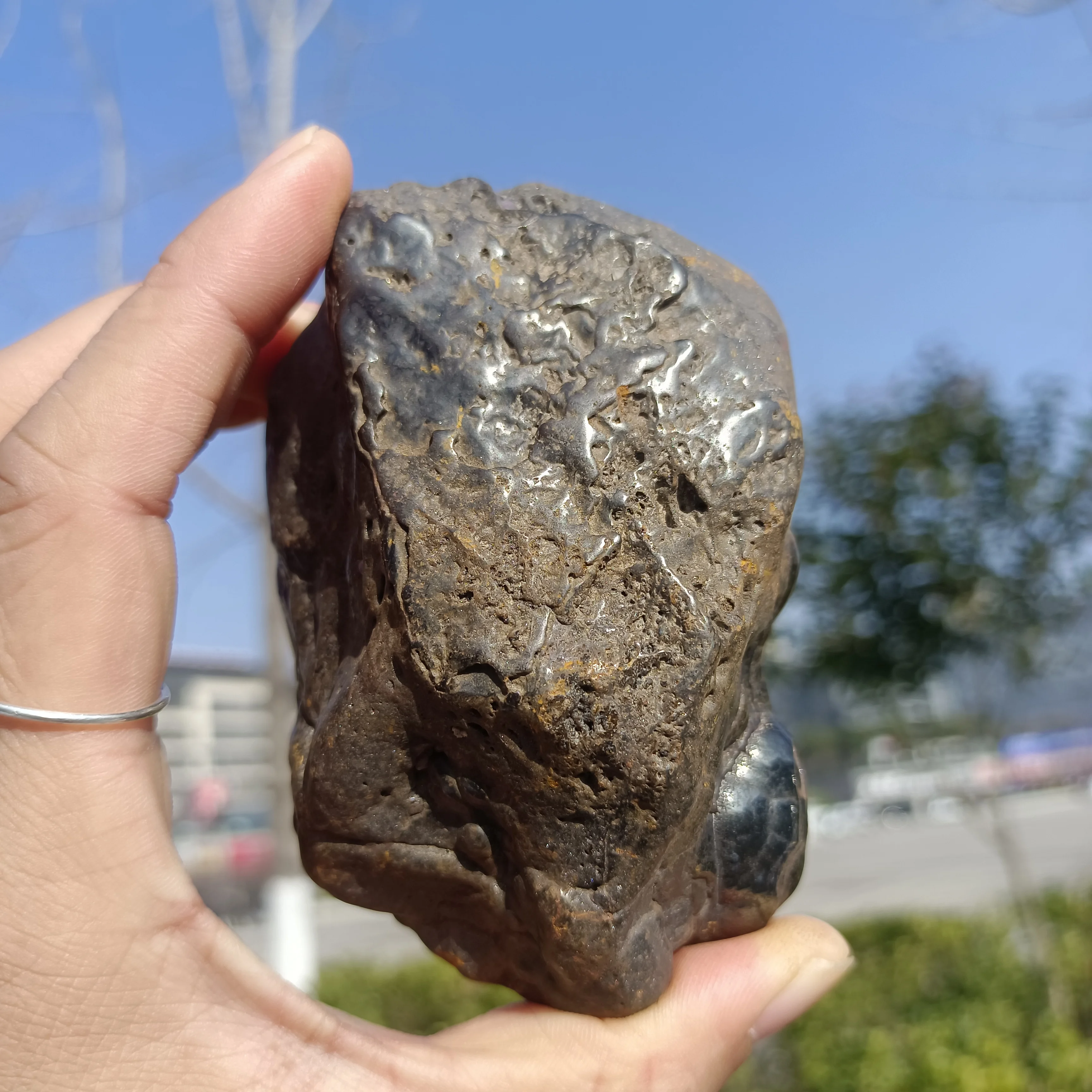 Natural Hematite Meteorite, Quartz Crystal Mineral Reiki Healing Stone, Degaussing Stone