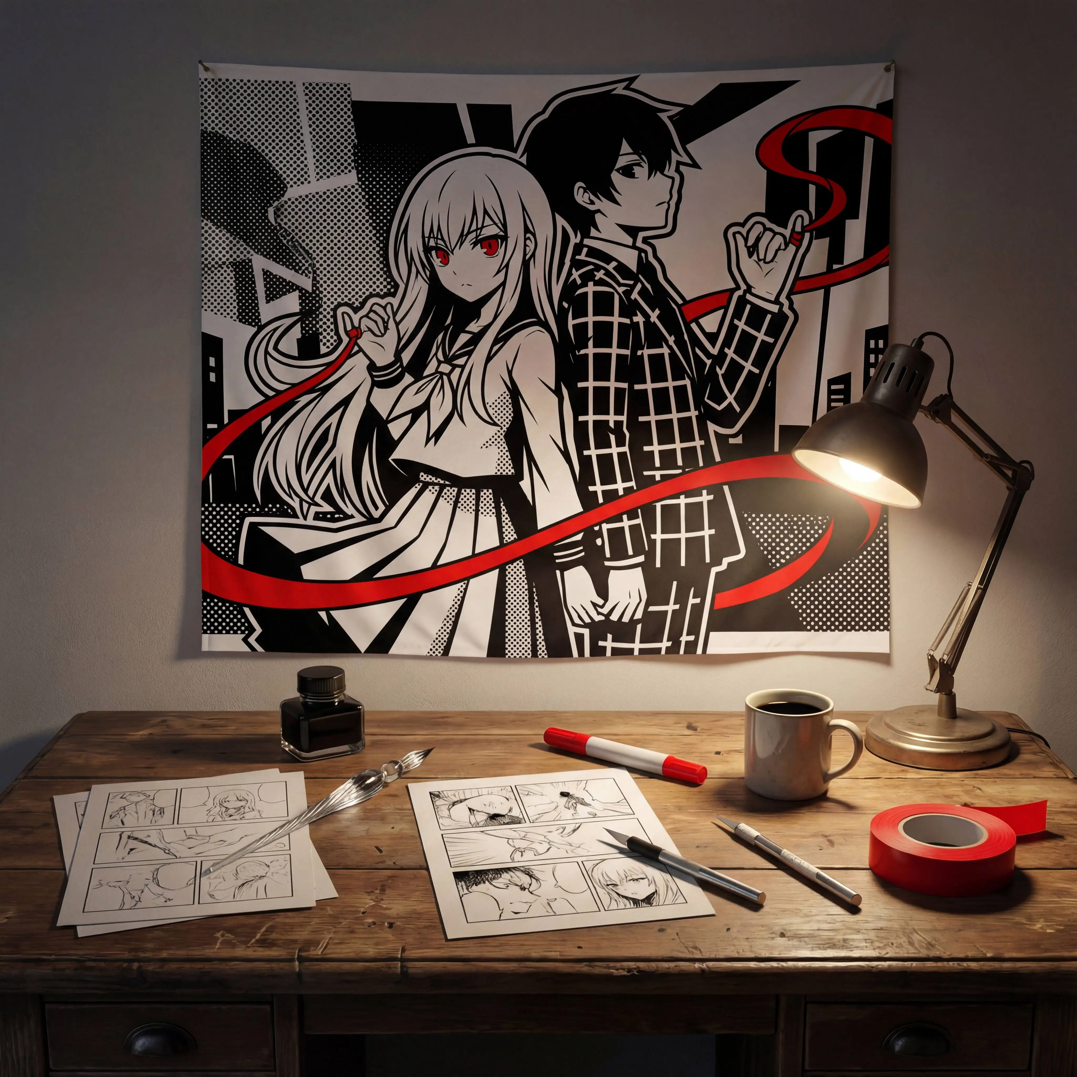 

Гобелен VIKAMA Red Fate Line «Аниме» — Декор для гостиной, спальни, игровой комнаты, украшение для дома, с изображением персонажей из игры Fate/Stay Night