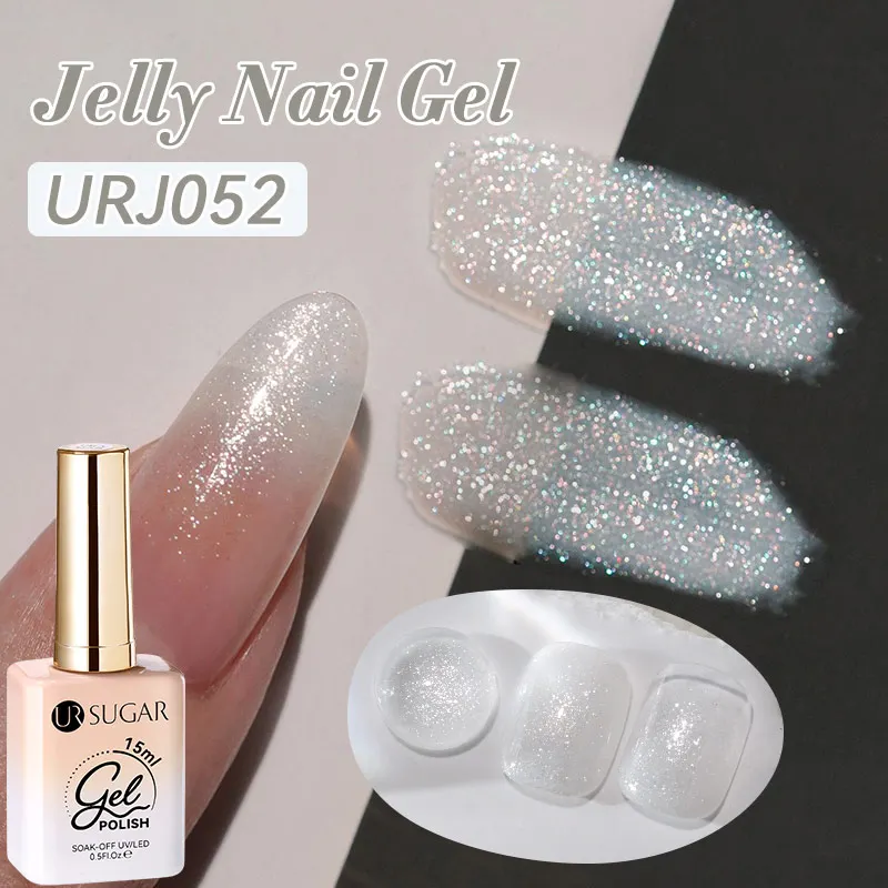 

UR SUGAR 15ml Glitter Jelly Nail Gel Polish Milky White Ice Transparent Bare Color Nail Enamel Soak Off UV Gel Nail Manicure