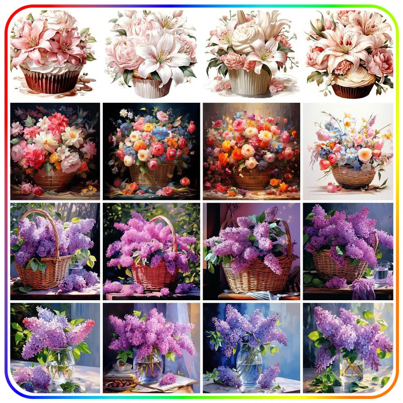 

SDOYUNO Diamond Painting Rhinestones 5D Diamond Painting Kit Flowers Vase Basket Diamond Embroidery Diamond Mosaic Home Decor