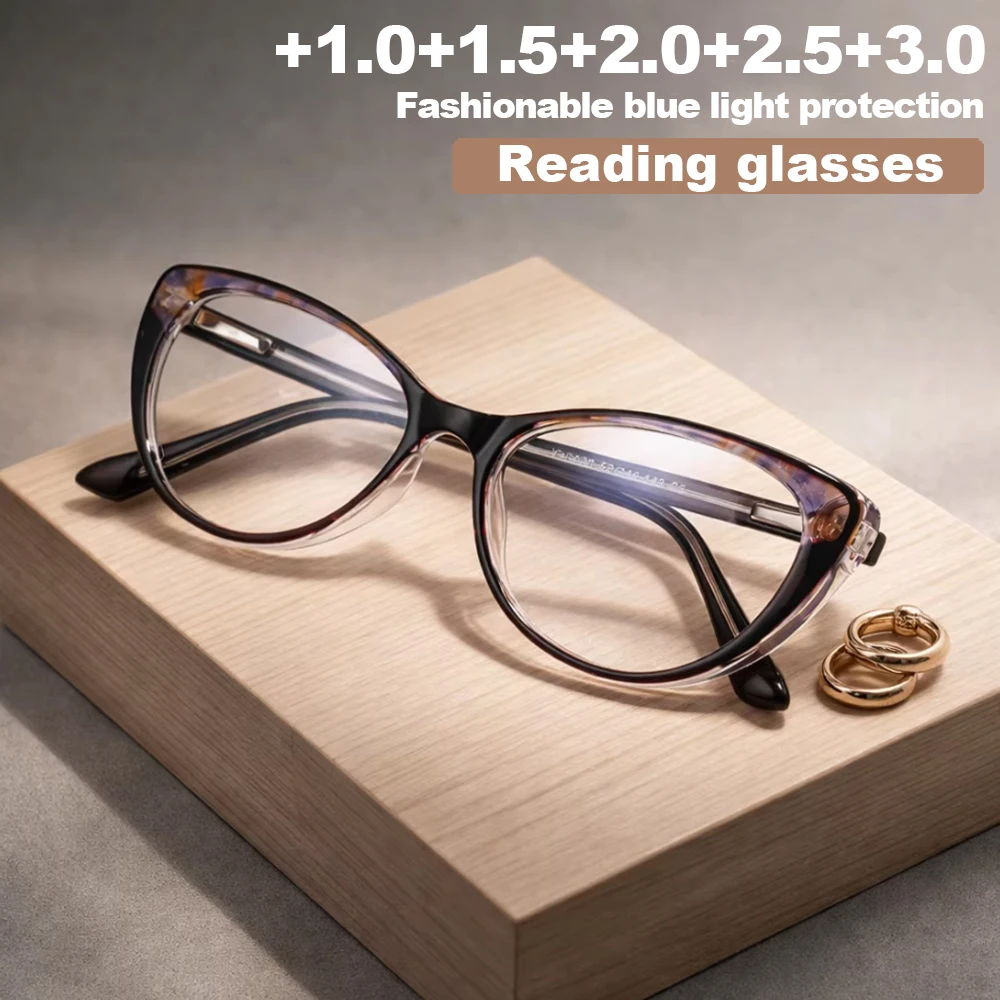 1 Stück Cat-Eye-Rahmen-Lesebrille mit Anti-Blau-Gläsern, leicht, langlebig, PC-Vollrand-Design für den täglichen Gebrauch von Damen und Herren