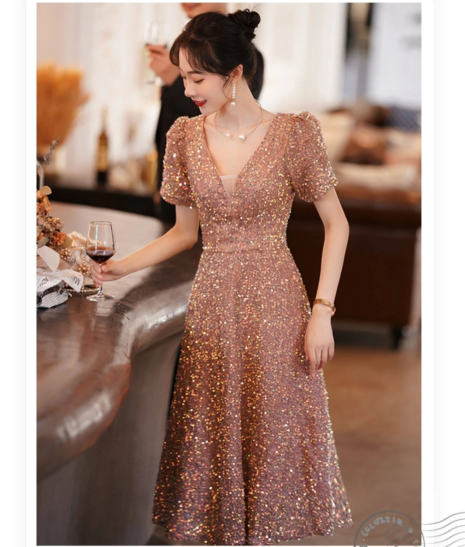 ASL-86#Evening Gown For Women 2024 New Style Banquet French Sequin Lace Up Annual Meeting Host Dress Wholesale Cheap Party Dres