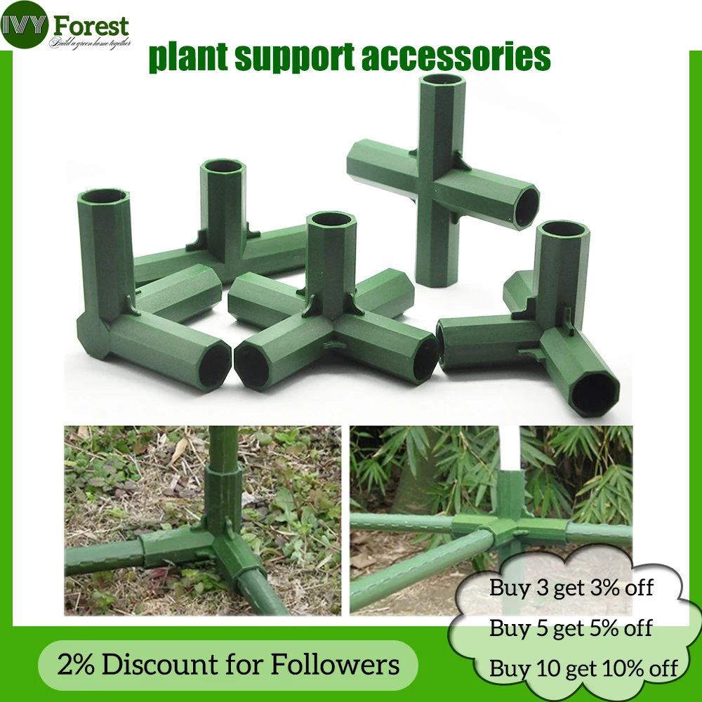 Plastic Gardening Frame Edging Corner Connectors Plant Stakes Fencing Pipe Joint for Flower Stands Greenhouse Frame Construction